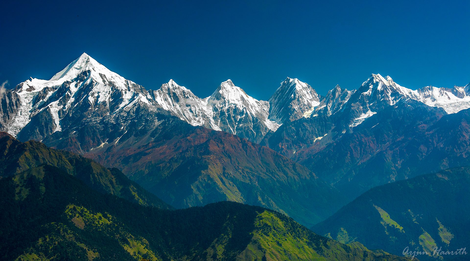 Panchachuli peaks from a village near Munsyari