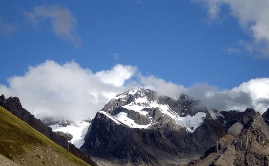 Om Parvat, the peak with a snow pattern shaped like Om