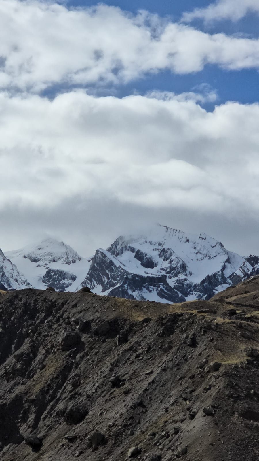 Snow pattern resembling Om on the sacred peak